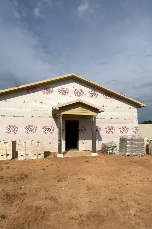 Exterior photo of Grambling Community Center construction progress