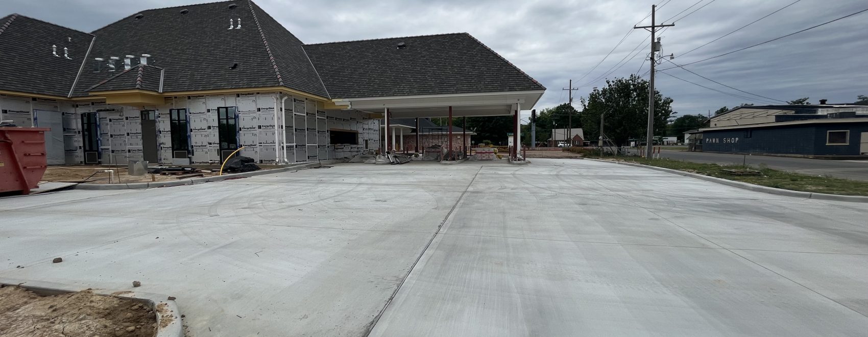 Exterior photo of Caldwell Bank parking lot concrete work