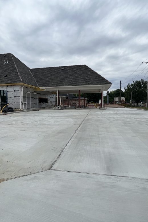 Exterior photo of Caldwell Bank parking lot concrete work