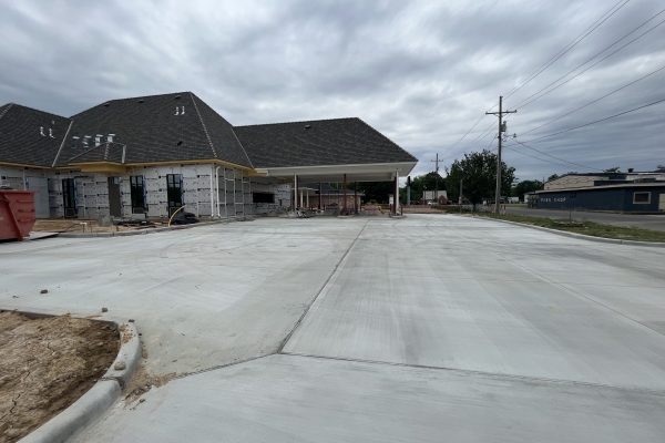 Exterior photo of Caldwell Bank parking lot concrete work