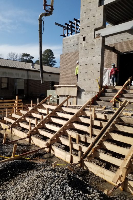 Photo of Hamburg High School expansion concrete work