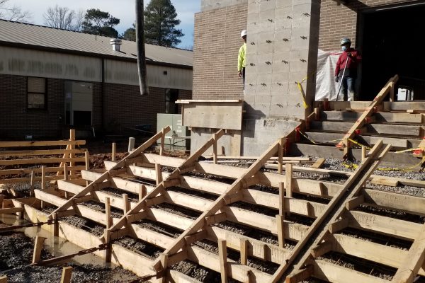 Photo of Hamburg High School expansion concrete work