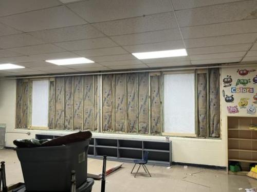 Interior photo of Start Elementary School renovations progress