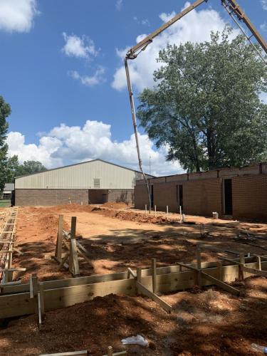 Photo of Hamburg High School expansion concrete work