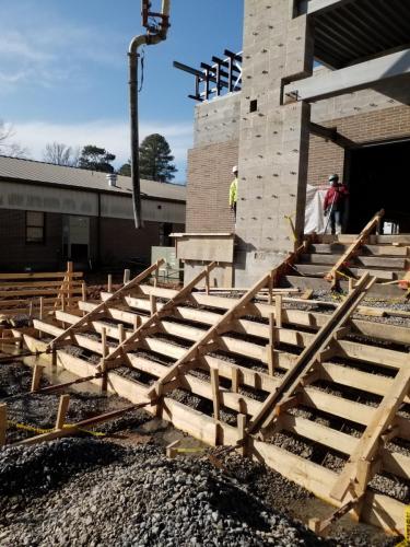 Photo of Hamburg High School expansion concrete work